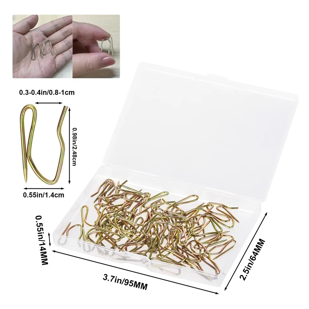 Nydotd 58PCS Rustproof Metal Curtain Hooks with Storage Box | Vintage Bronze Pin-On Hooks (1.6cm Width) - view 2