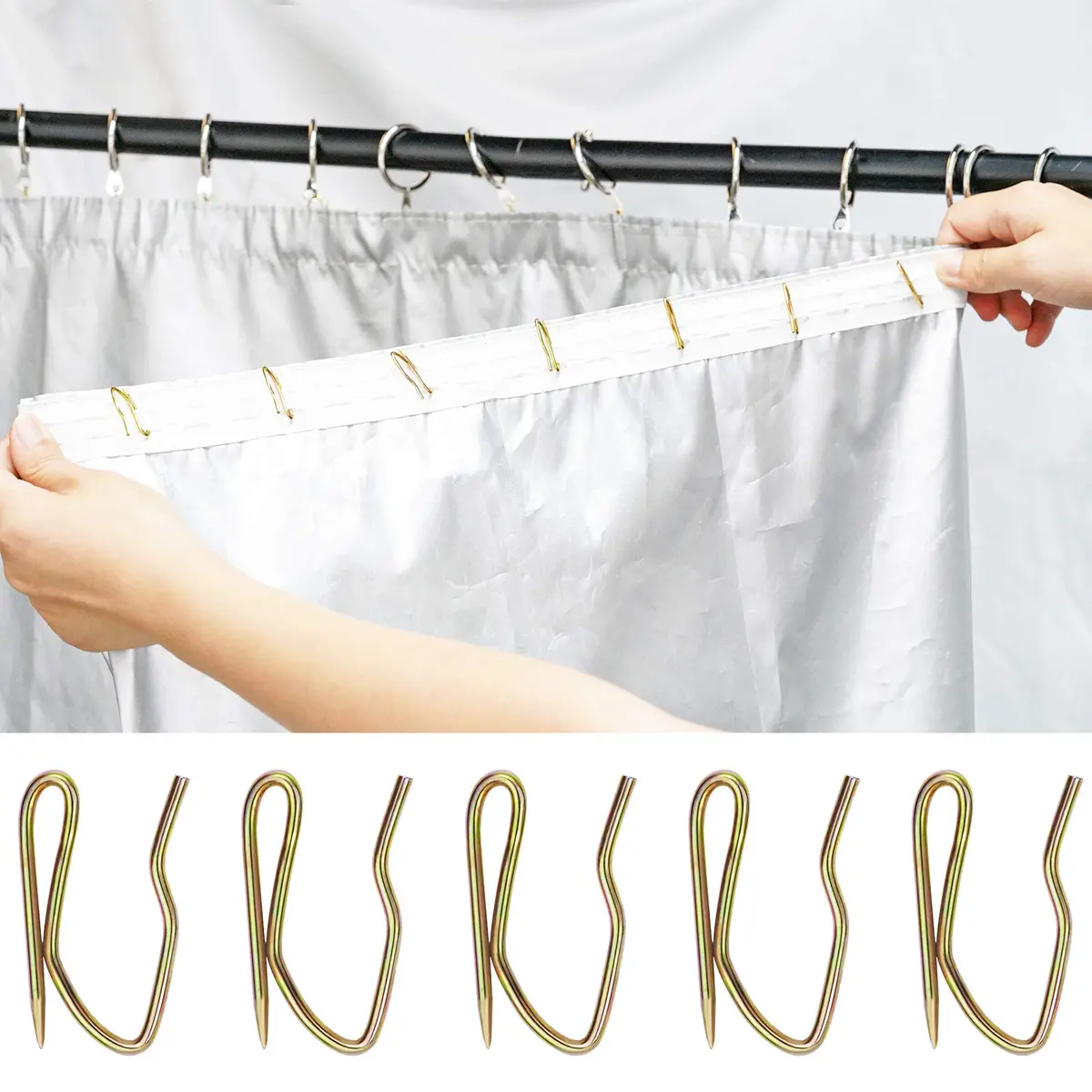 Nydotd 58PCS Rustproof Metal Curtain Hooks with Storage Box | Vintage Bronze Pin-On Hooks (1.6cm Width) - view 4