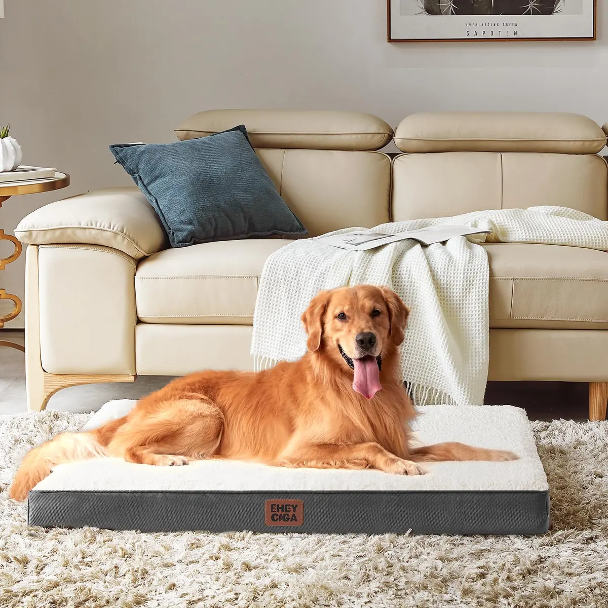 EHEYCIGA Orthopedic Dog Bed Large with Washable Cover 104cm x 69cm | Supportive Egg Foam & Plush Top - view 6