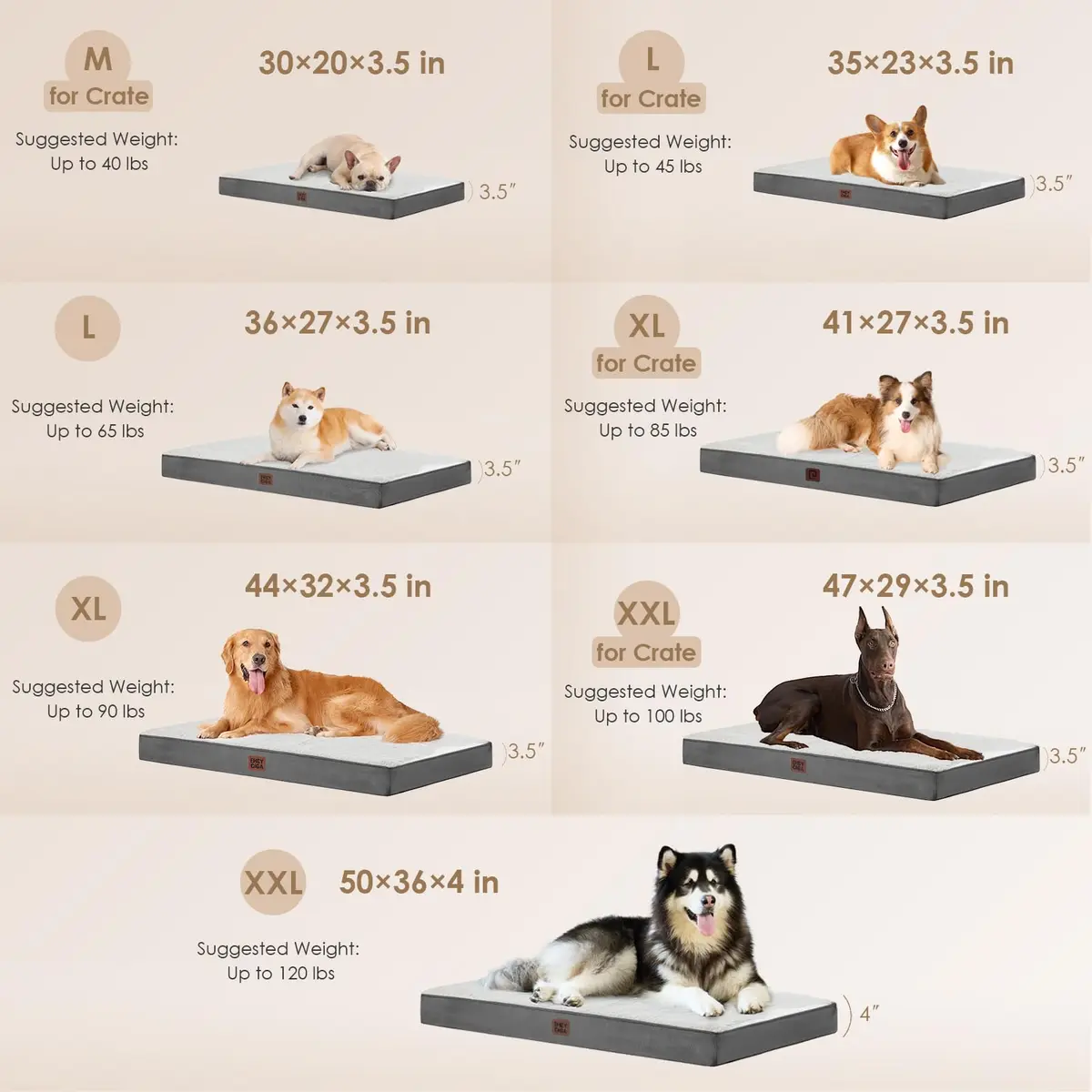 EHEYCIGA Orthopedic Dog Bed Large with Washable Cover 104cm x 69cm | Supportive Egg Foam & Plush Top - view 3