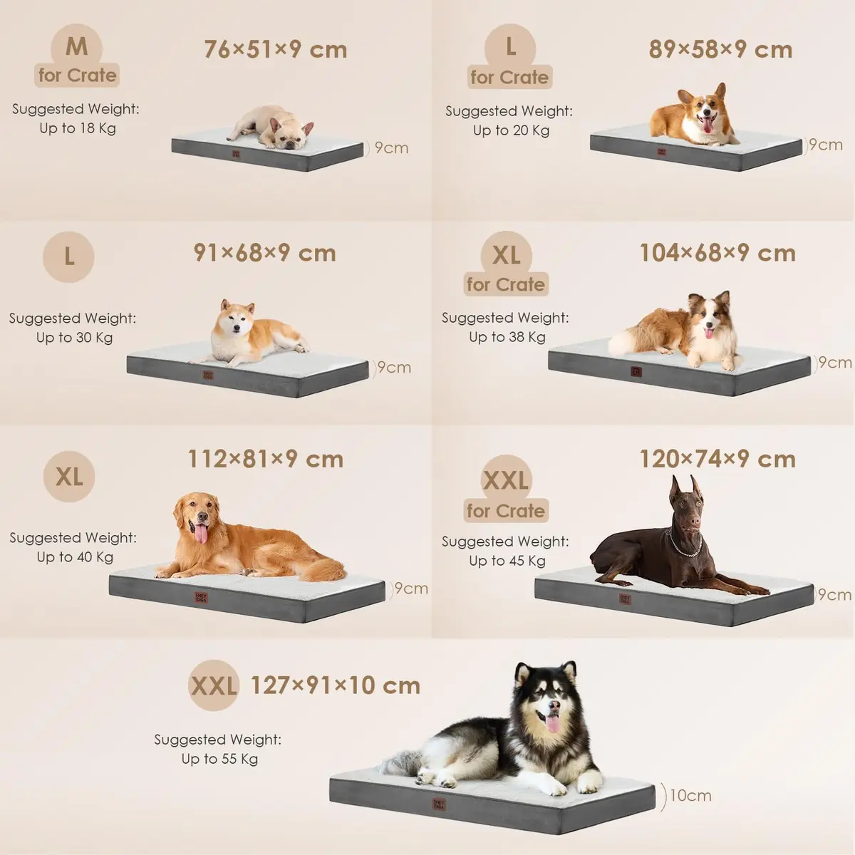 EHEYCIGA Orthopedic Dog Bed Large with Removable Washable Cover, 88.9cm (35in) | Supportive Egg-Crate Foam - view 2