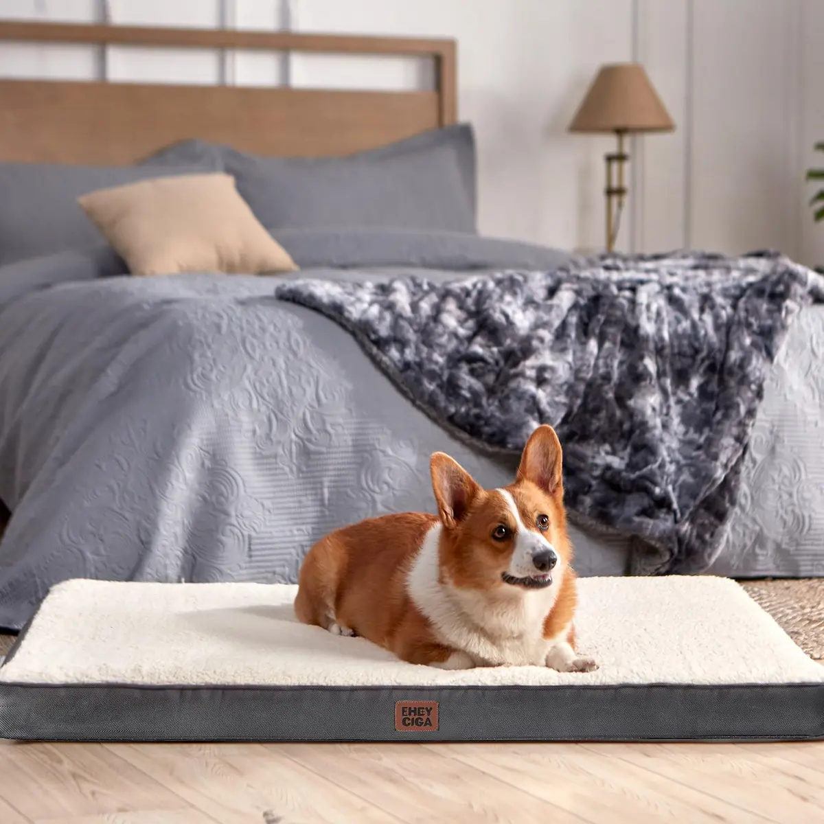 EHEYCIGA Orthopedic Dog Bed Egg Crate Support 76cm x 51cm | Washable Large Dog Mat - view 8