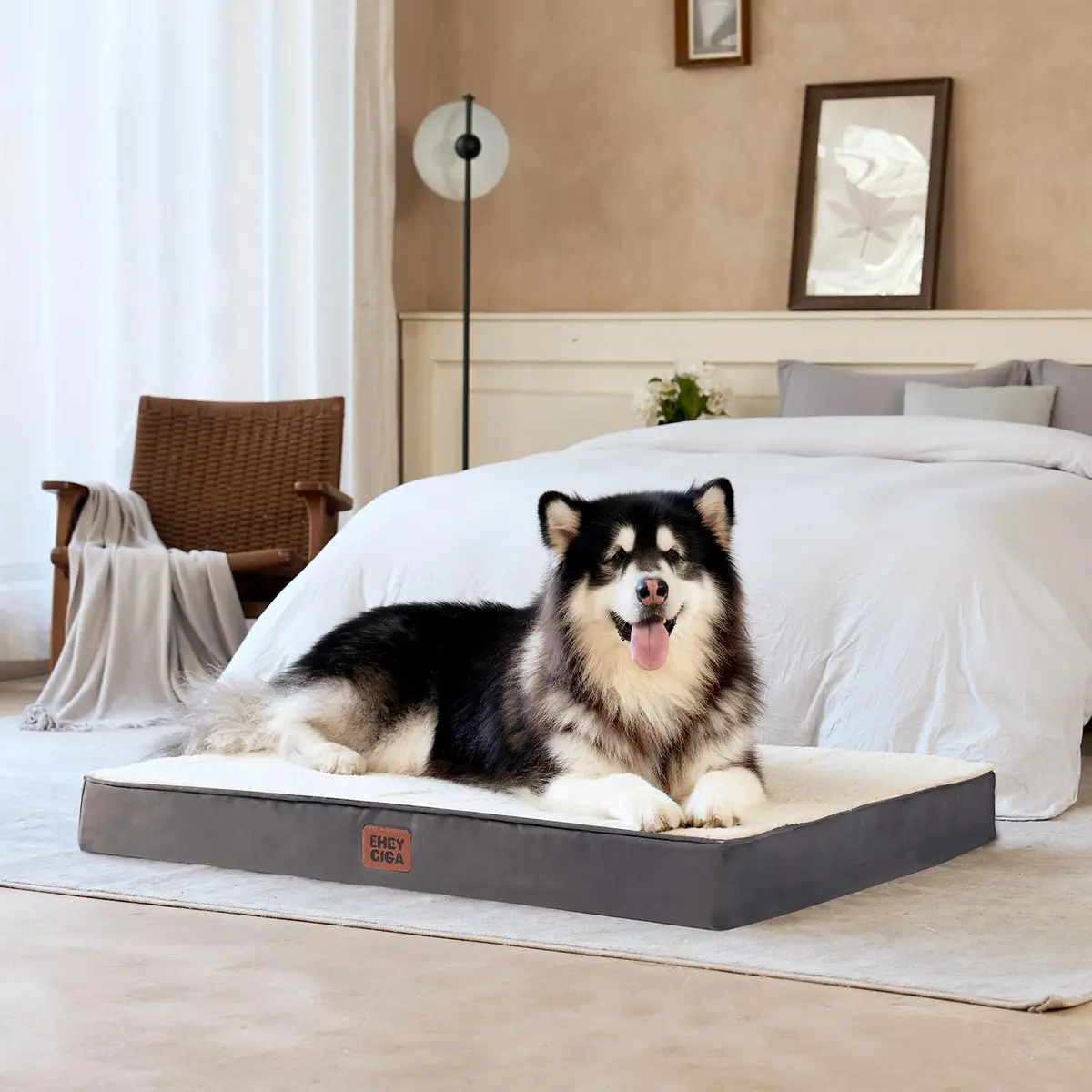 EHEYCIGA Orthopedic Dog Bed Egg Crate Support 76cm x 51cm | Washable Large Dog Mat - view 9