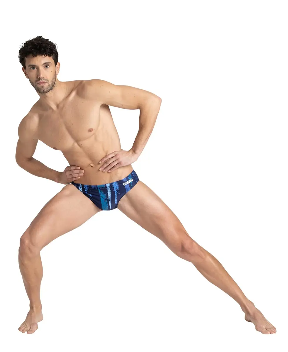ARENA Men's Team Painted Stripes Brief, Navy-Multi Turquoise, 24 | Chlorine-Resistant Performance Swimwear - view 7