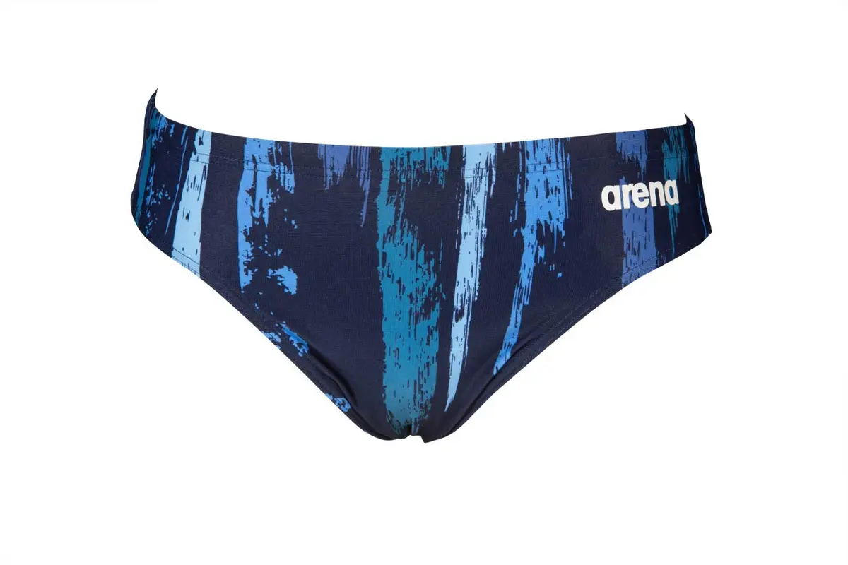 ARENA Men's Team Painted Stripes Brief, Navy-Multi Turquoise, 24 | Chlorine-Resistant Performance Swimwear - view 4