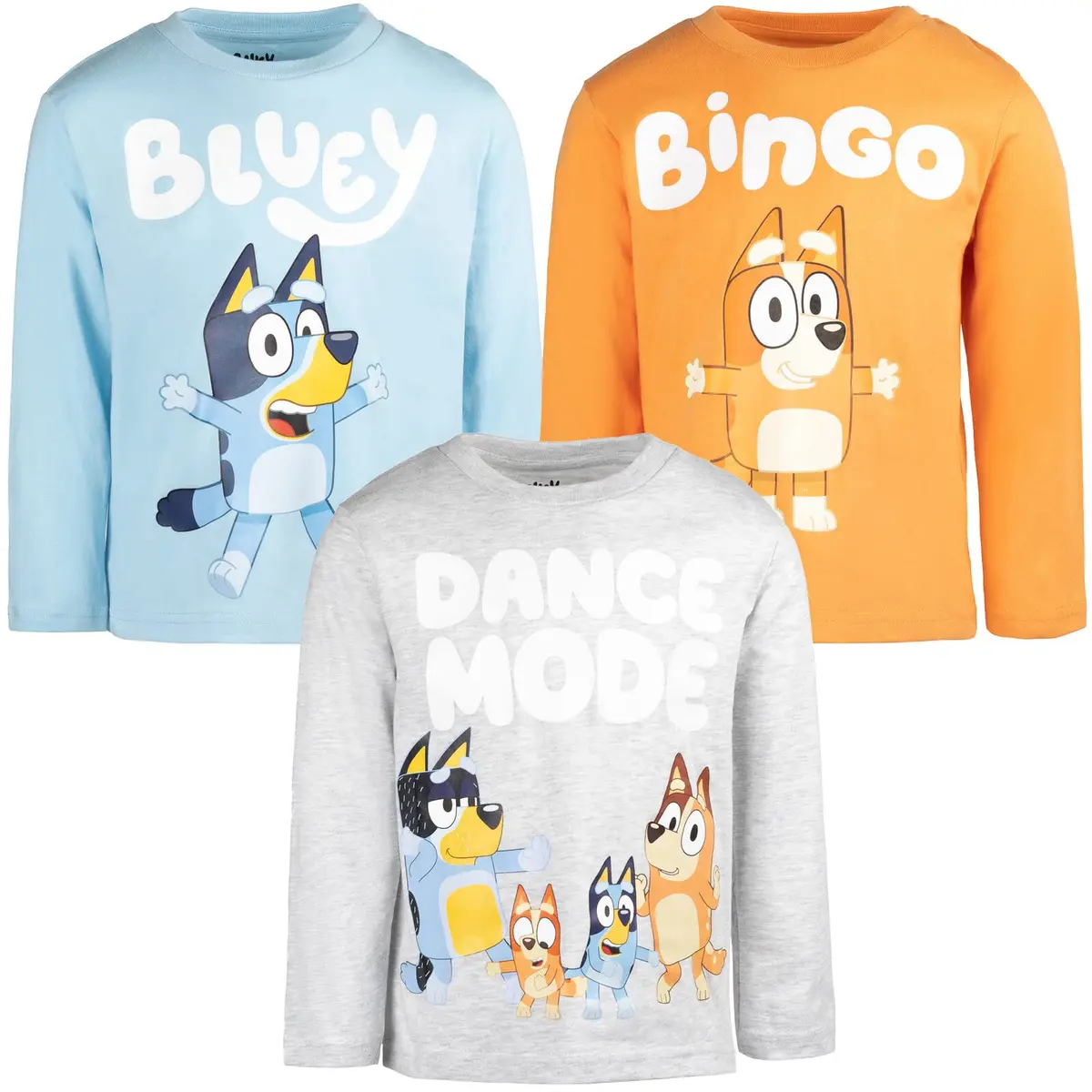 Bluey Bingo 3 Pack Long Sleeve T-Shirts for Toddler Boys | Bright Cartoon Design, 5T - main product image