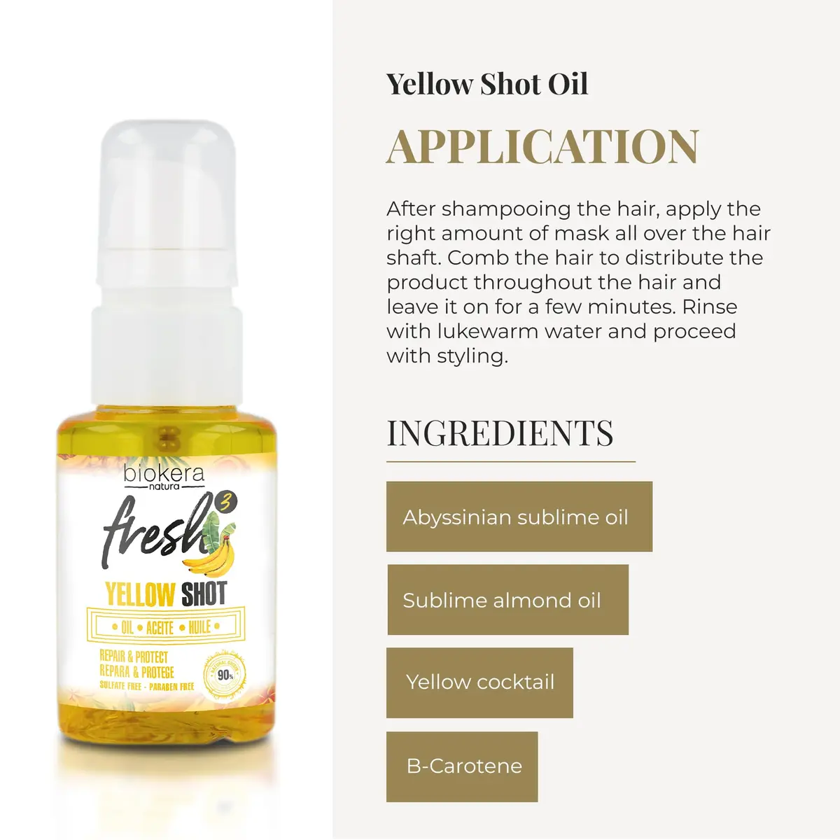 SALERM Hair Oil - Biokera Fresh Yellow Shot Oil 75 ml Abyssinian & Almond Nourishes & Repairs Damaged Hair - view 4
