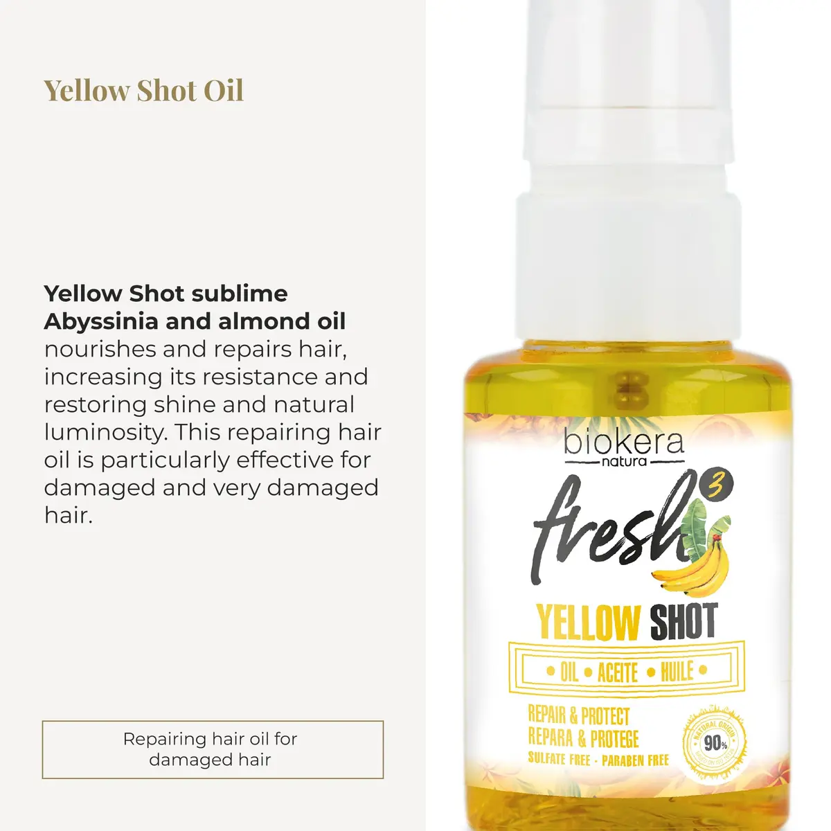 SALERM Hair Oil - Biokera Fresh Yellow Shot Oil 75 ml Abyssinian & Almond Nourishes & Repairs Damaged Hair - view 2
