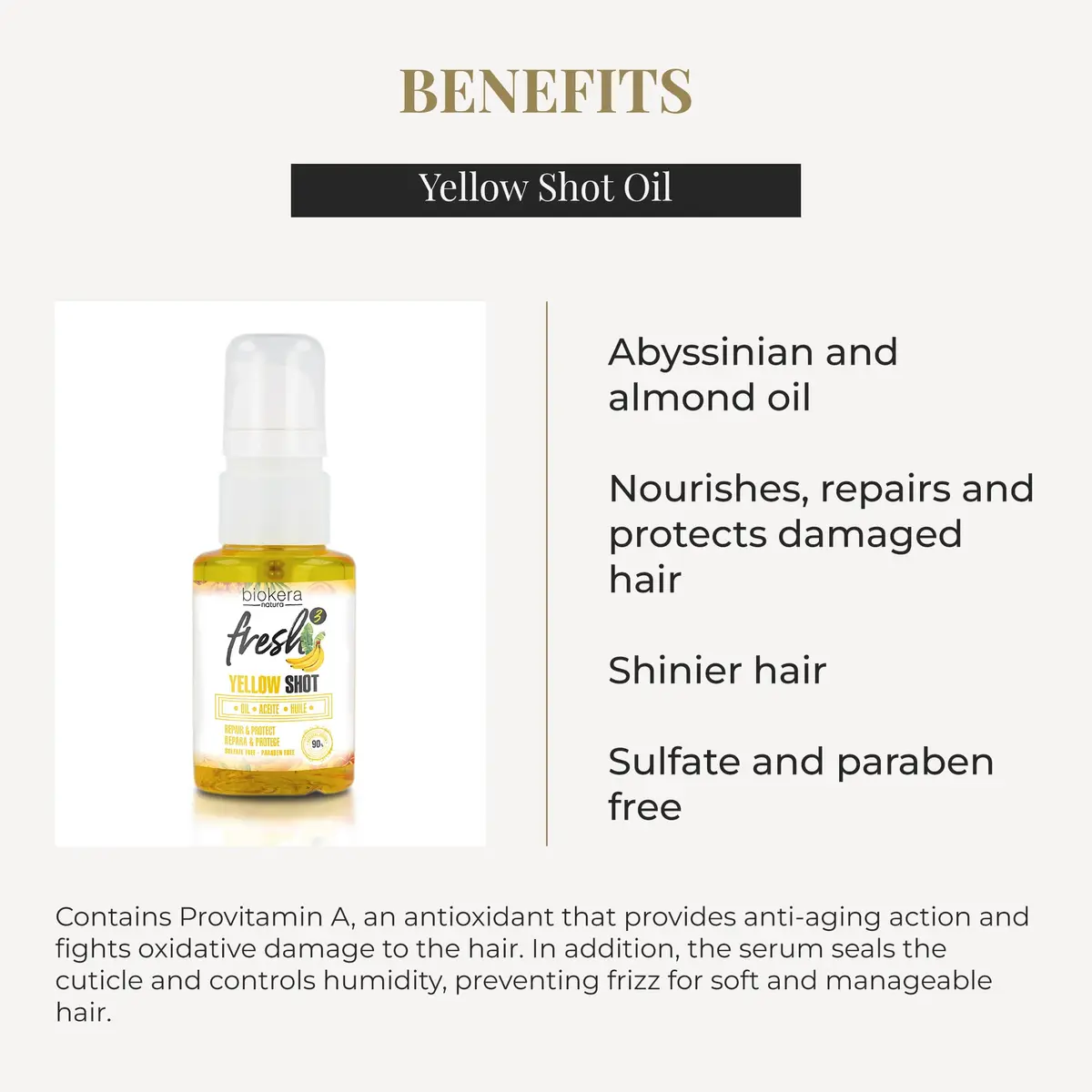 SALERM Hair Oil - Biokera Fresh Yellow Shot Oil 75 ml Abyssinian & Almond Nourishes & Repairs Damaged Hair - view 3
