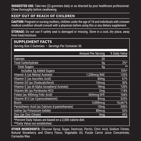 Pete & Pedro Biotin Gummies for Hair, Skin & Nails | Cherry Flavor, 60 Count - view 6