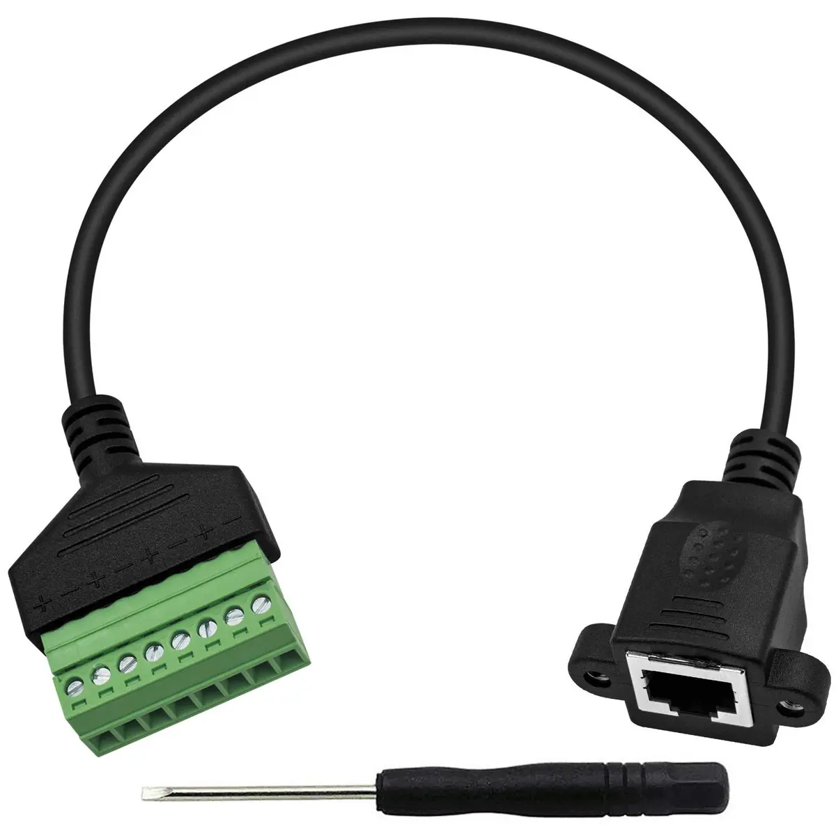Poyiccot RJ45 to 8Pin Screw Terminal Adaptor 12inch | Ethernet Extender for CCTV & Network - main product image
