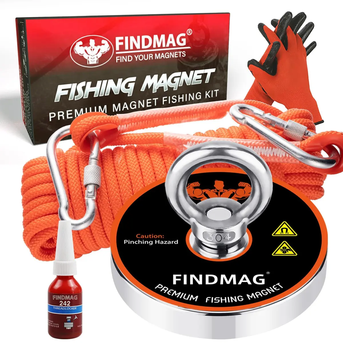 FINDMAG 1500 LBS Fishing Magnet Kit 120mm (4.72 Inch) Diameter | Heavy Duty Neodymium Magnet for Treasure Hunting - main product image