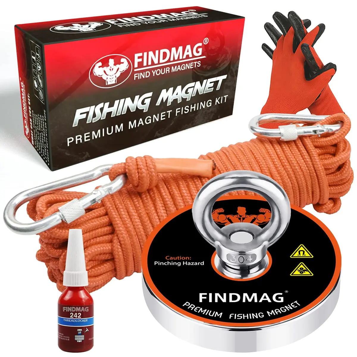 FINDMAG 1000 LBS (454KG) High Power Fishing Magnet Kit | Salvage Treasure Underwater - main product image