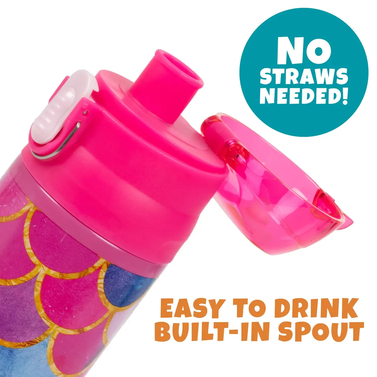 Bentology Stainless Steel Insulated Water Bottle for Kids, Mermaid 370ml (13 Oz) | Spill-Proof Lid & Built-In Spout - view 5