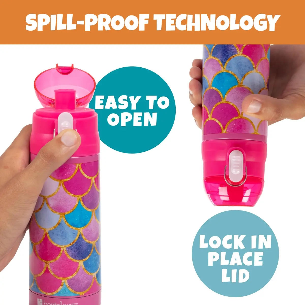 Bentology Stainless Steel Insulated Water Bottle for Kids, Mermaid 370ml (13 Oz) | Spill-Proof Lid & Built-In Spout - view 2