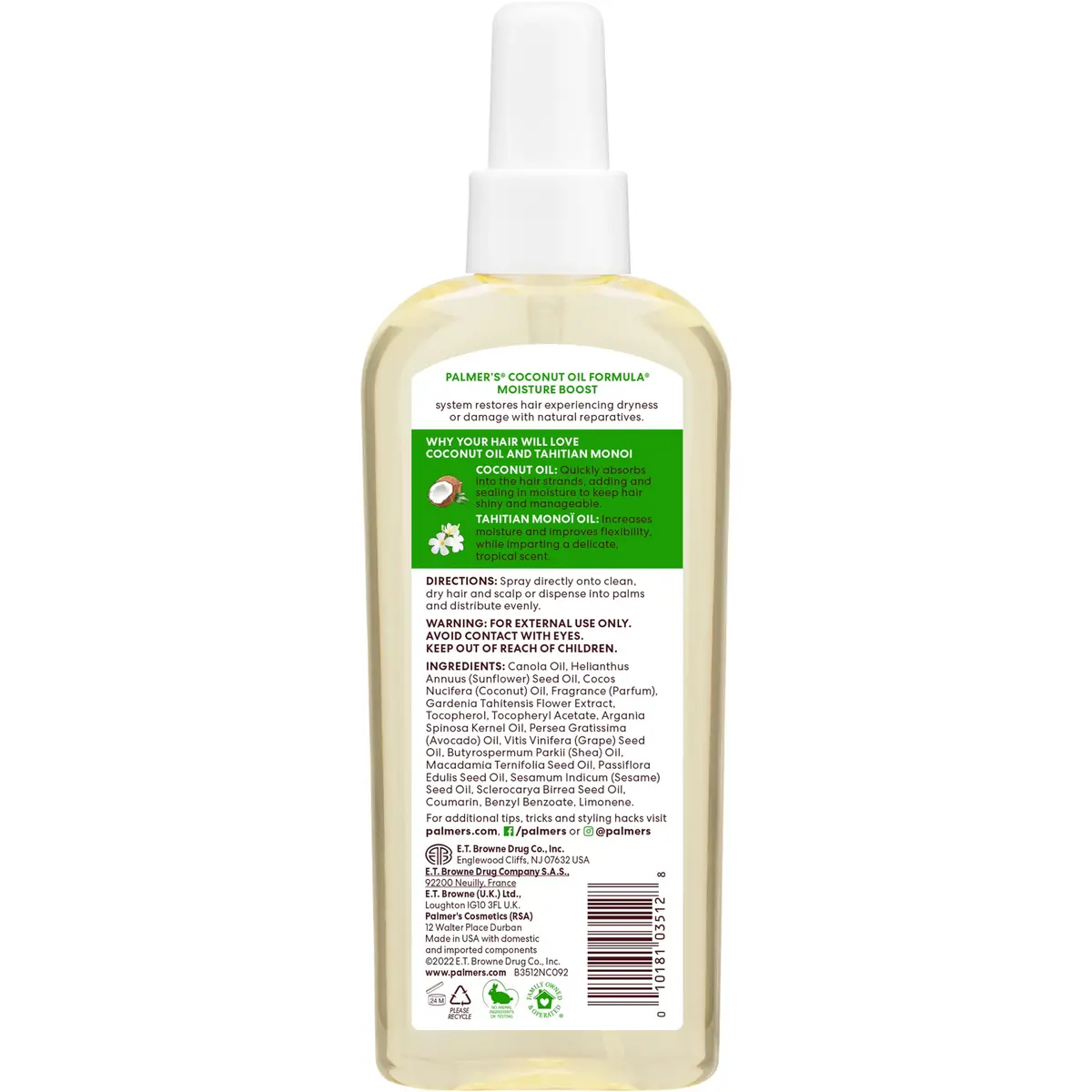 Palmer's Moisture Boost Coconut Oil Hair & Scalp Restorative Spray 150ml (5.1 Fl Oz) | Hydrates Dry Damaged Hair & Scalp - view 6