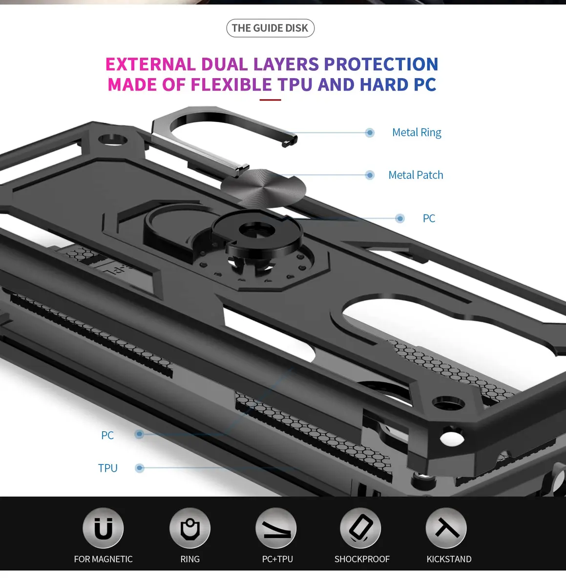 LeYi Heavy Duty Shockproof Case with Kickstand & 2 Screen Protectors for Moto G Play 2021 (Black) - view 5