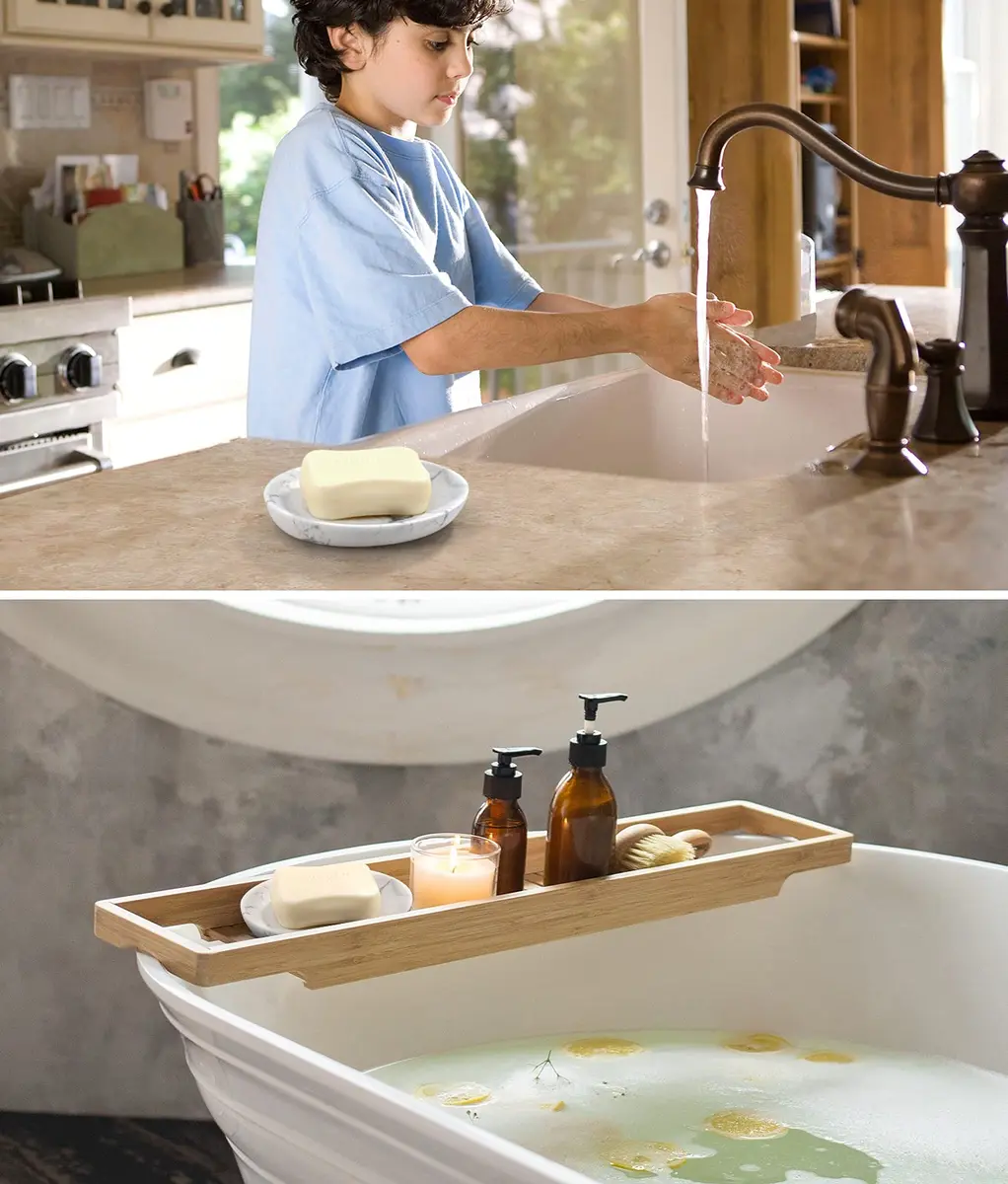 Luxspire Resin Soap Dish Gravel White | Elegant Bathroom & Kitchen Accessory - view 5