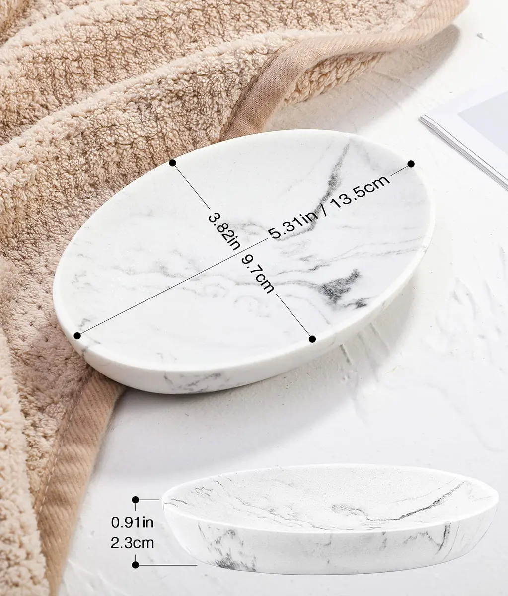 Luxspire Resin Soap Dish Gravel White | Elegant Bathroom & Kitchen Accessory - view 6