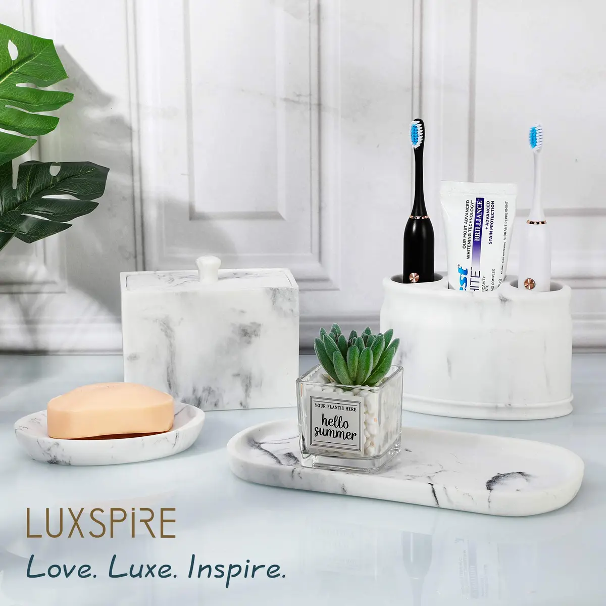 Luxspire Resin Soap Dish Gravel White | Elegant Bathroom & Kitchen Accessory - view 7