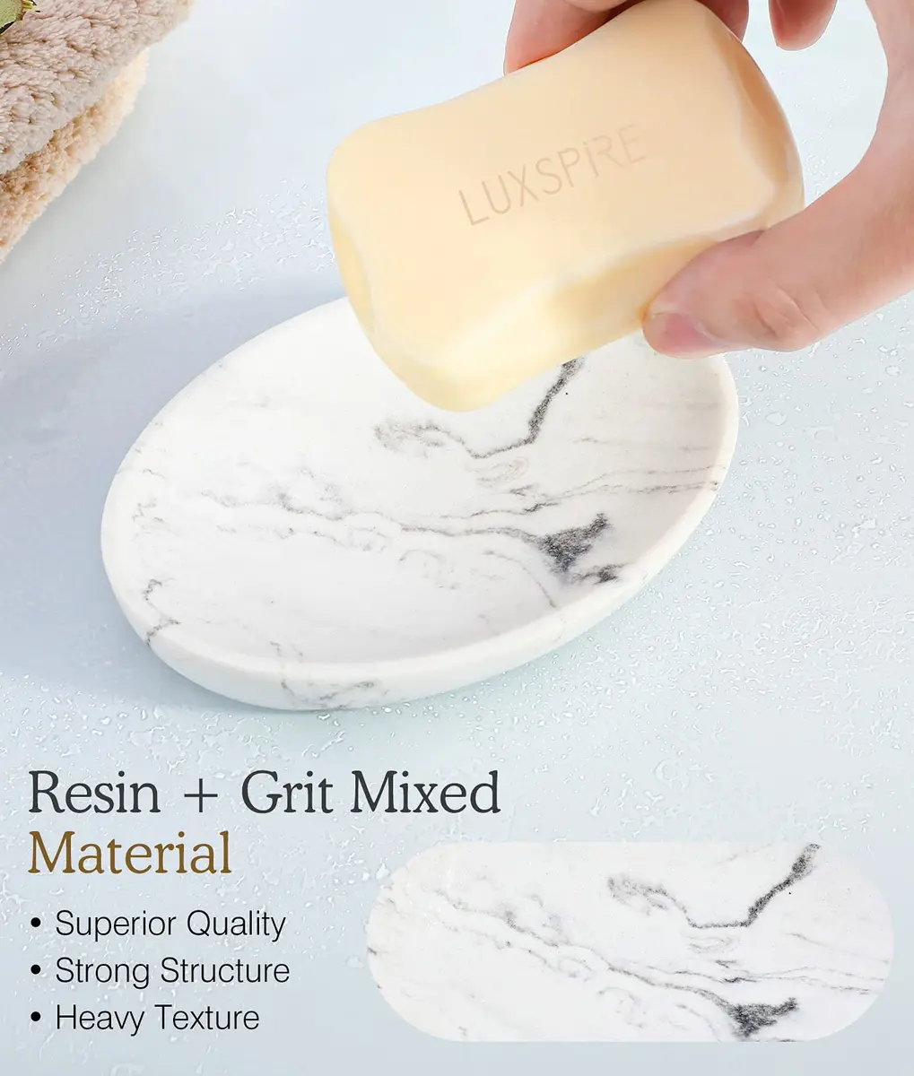 Luxspire Resin Soap Dish Gravel White | Elegant Bathroom & Kitchen Accessory - view 2