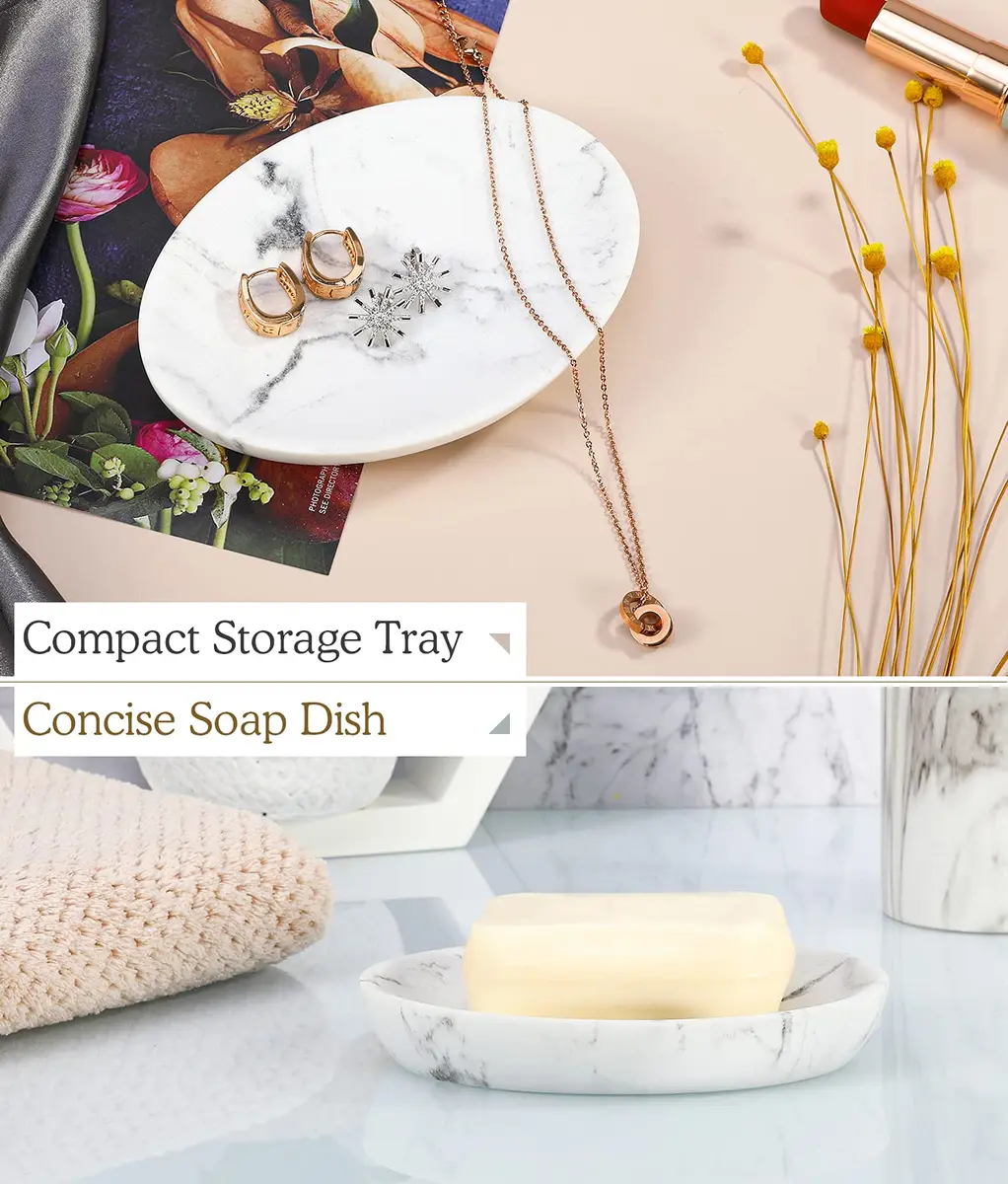 Luxspire Resin Soap Dish Gravel White | Elegant Bathroom & Kitchen Accessory - view 3