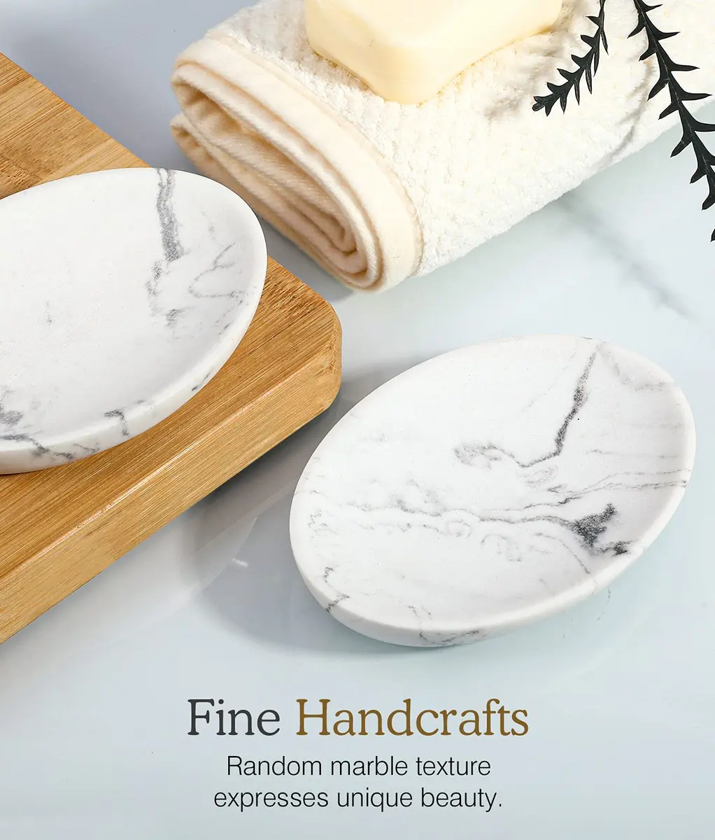 Luxspire Resin Soap Dish Gravel White | Elegant Bathroom & Kitchen Accessory - view 4