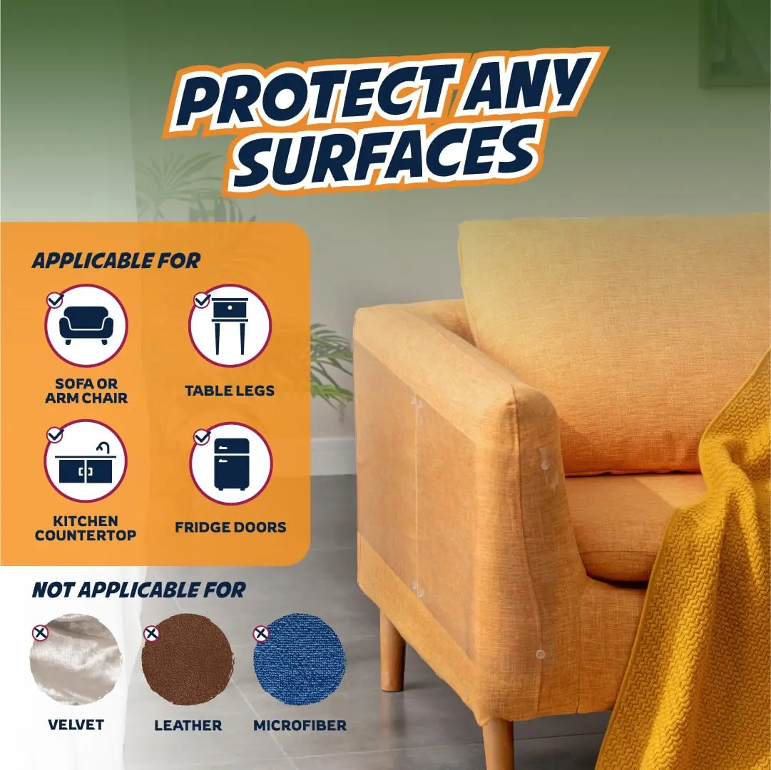 Panther Armor Clear Furniture Protector Sheets with Twist Pins | Protects Fabric Sofas & Chairs from Cat Scratching - view 6