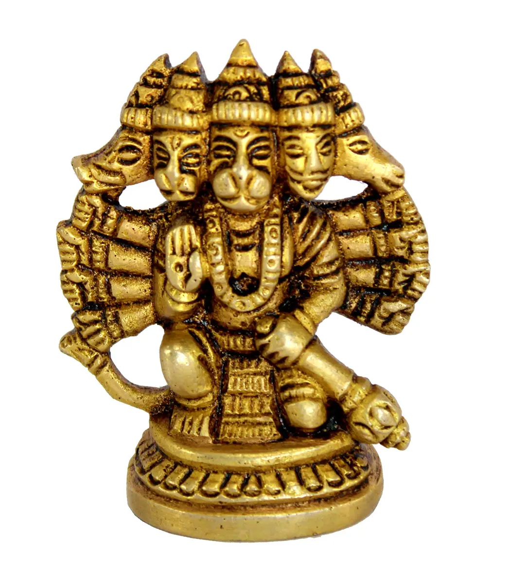 eSplanade Brass Panchmukhi Hanuman Idol Statue 6.5 cm (2.5 Inch) | Handmade Religious Sculpture for Home & Office - view 4