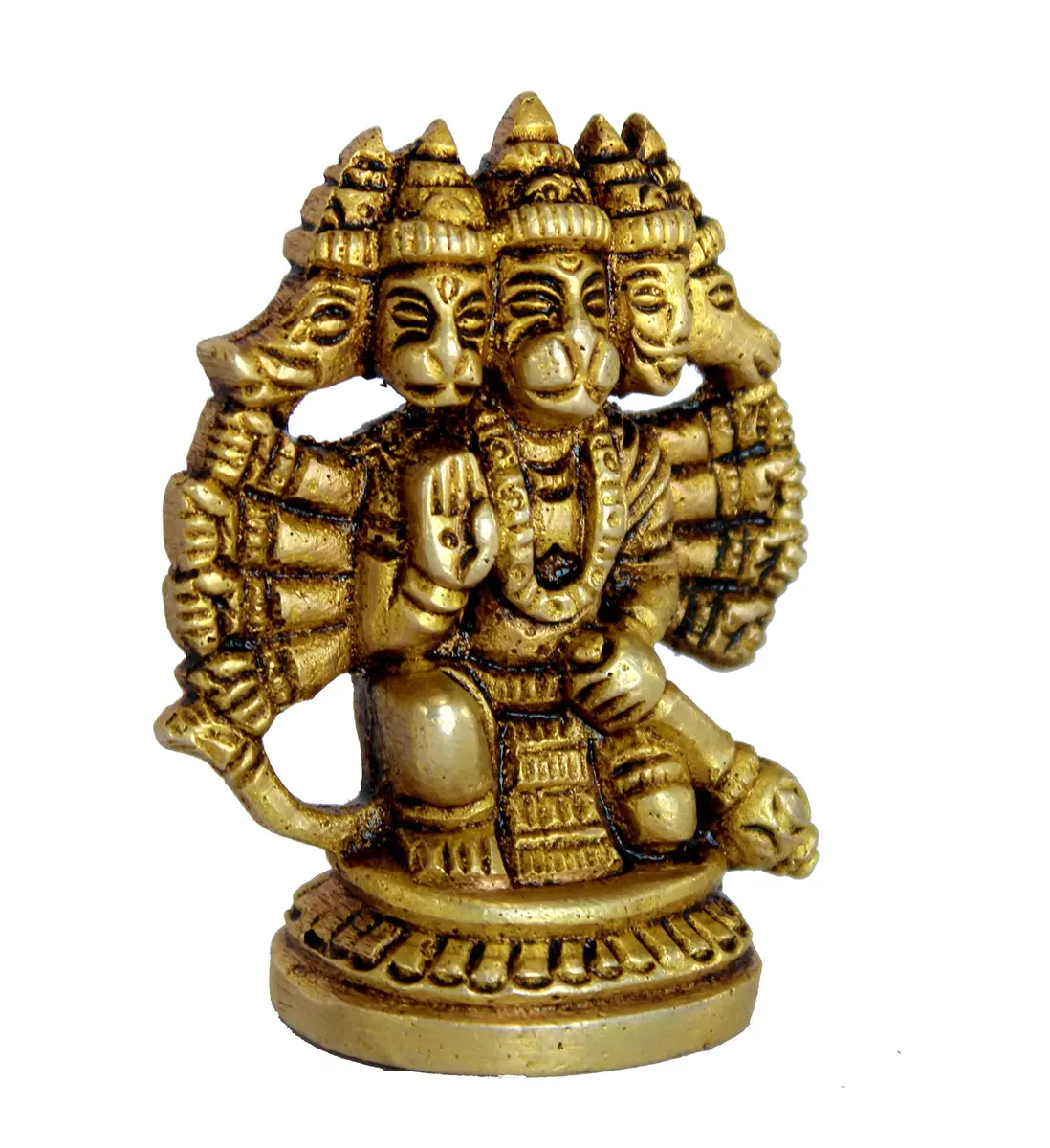 eSplanade Brass Panchmukhi Hanuman Idol Statue 6.5 cm (2.5 Inch) | Handmade Religious Sculpture for Home & Office - view 5