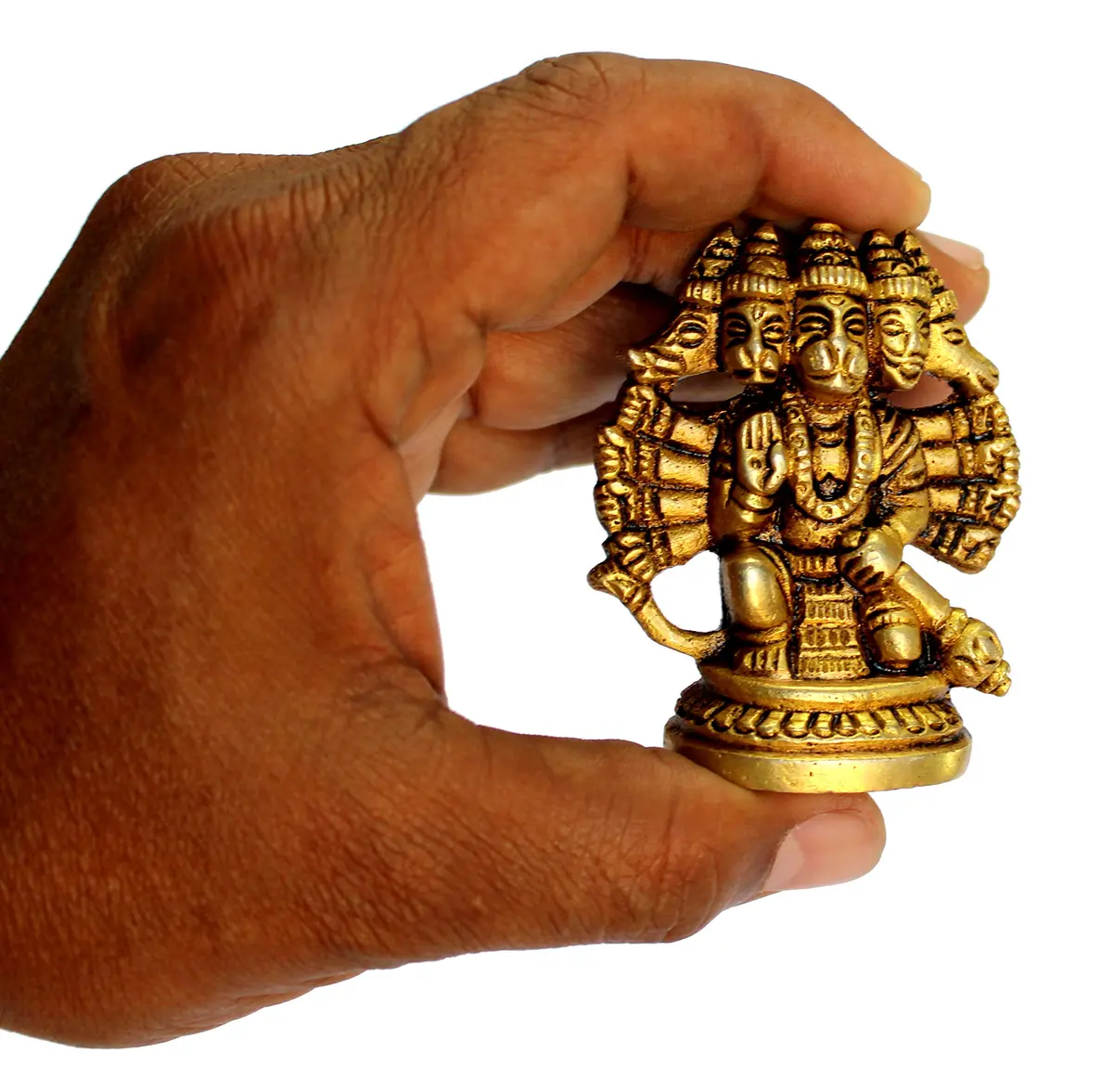 eSplanade Brass Panchmukhi Hanuman Idol Statue 6.5 cm (2.5 Inch) | Handmade Religious Sculpture for Home & Office - view 3