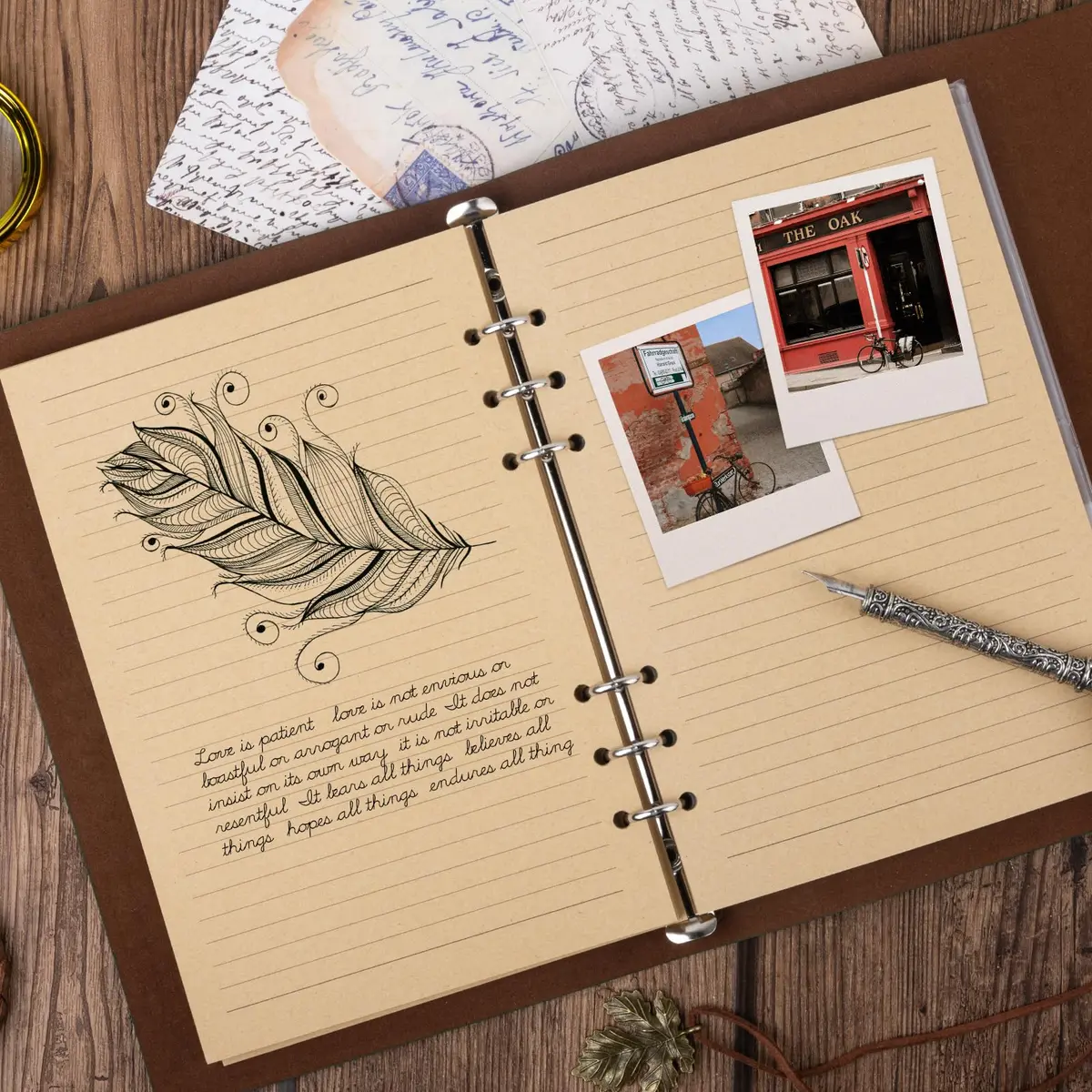 Billtigif Leather Journal Notebook 5.1"x7.2" | Refillable Vintage Journal with Pocket - view 5