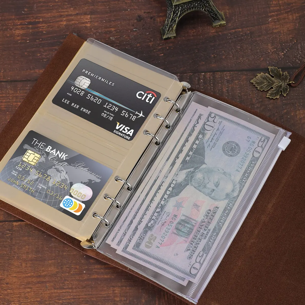 Billtigif Leather Journal Notebook 5.1"x7.2" | Refillable Vintage Journal with Pocket - view 4