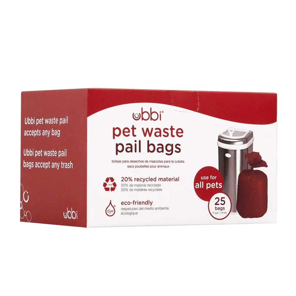 Ubbi Pet Waste Pail Bags, 25 Count | Leak-Proof, 13-Gallon Capacity, Recycled Material - main product image