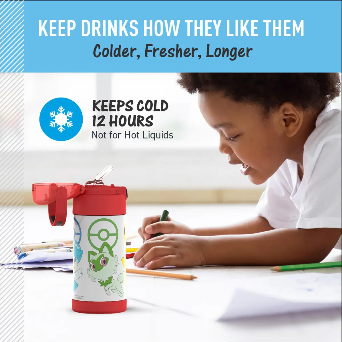 THERMOS Kids Stainless Steel Insulated Water Bottle, 12oz | Keeps Drinks Cold 12 Hours, BPA-Free - view 5