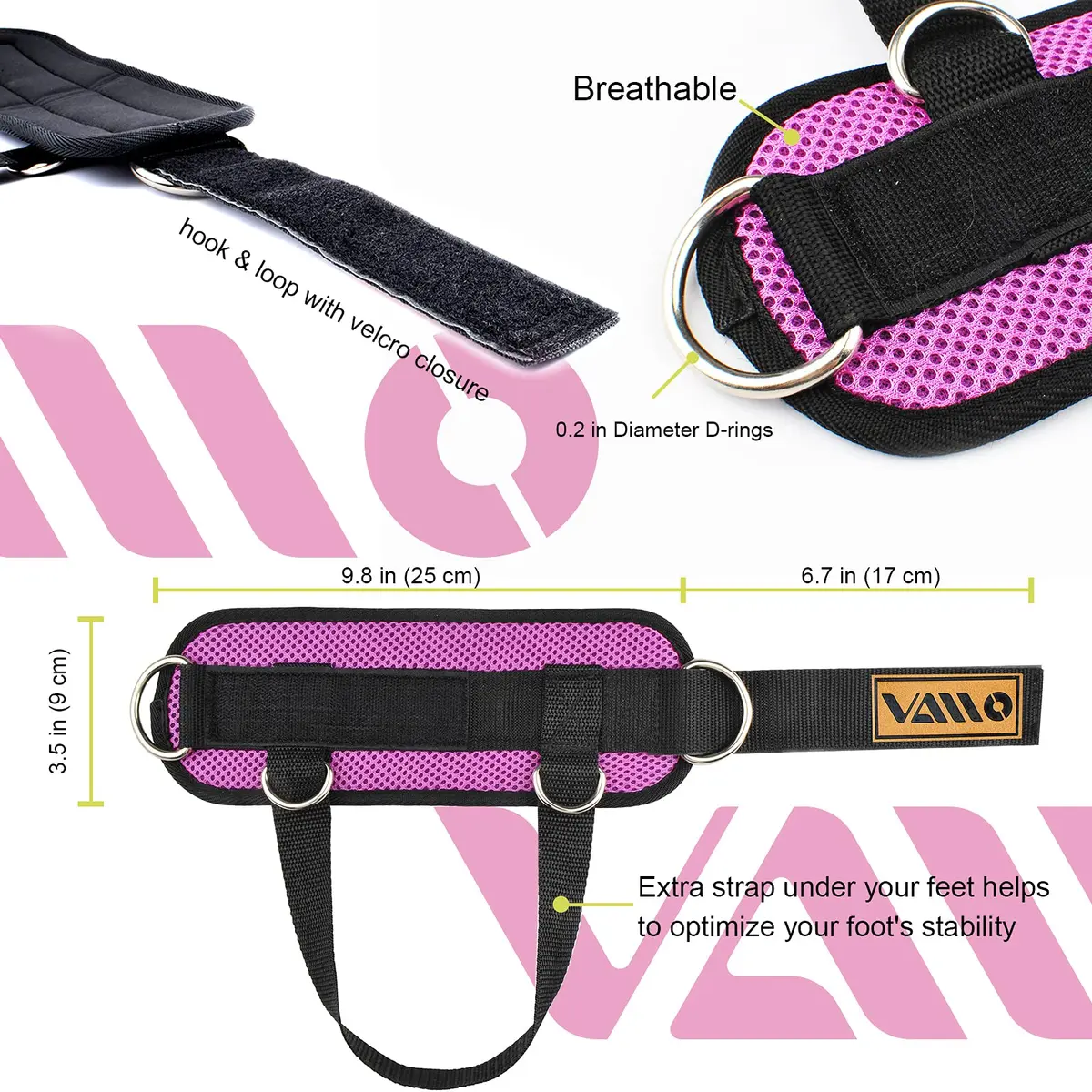 VAIIO Purple Ankle Straps for Cable Machines, 220g (7.76 oz) Pair | Adjustable Comfort Fit Nylon - view 5
