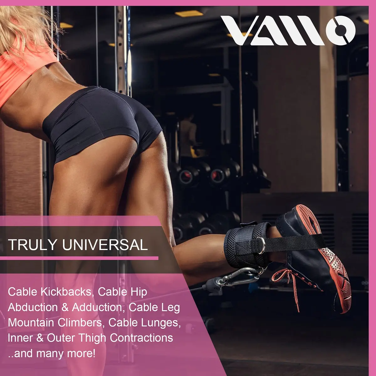 VAIIO Purple Ankle Straps for Cable Machines, 220g (7.76 oz) Pair | Adjustable Comfort Fit Nylon - view 2