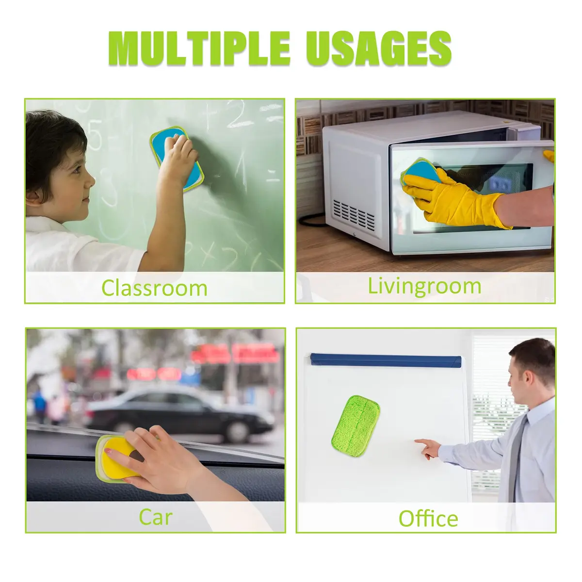 OSOPOLA 2 Pack Chalkboard Eraser + 2 Microfiber Cloths | Washable Microfiber Cleaning Tool - view 6