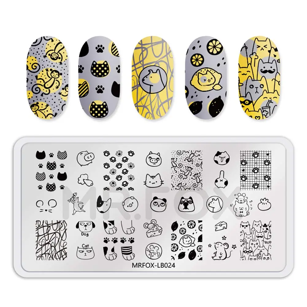 MR.FOX 5 pcs Nail Printing Board Set with Cat, Unicorn & Puppy Patterns | Reusable Stainless Steel Templates for DIY Nail Art - view 5