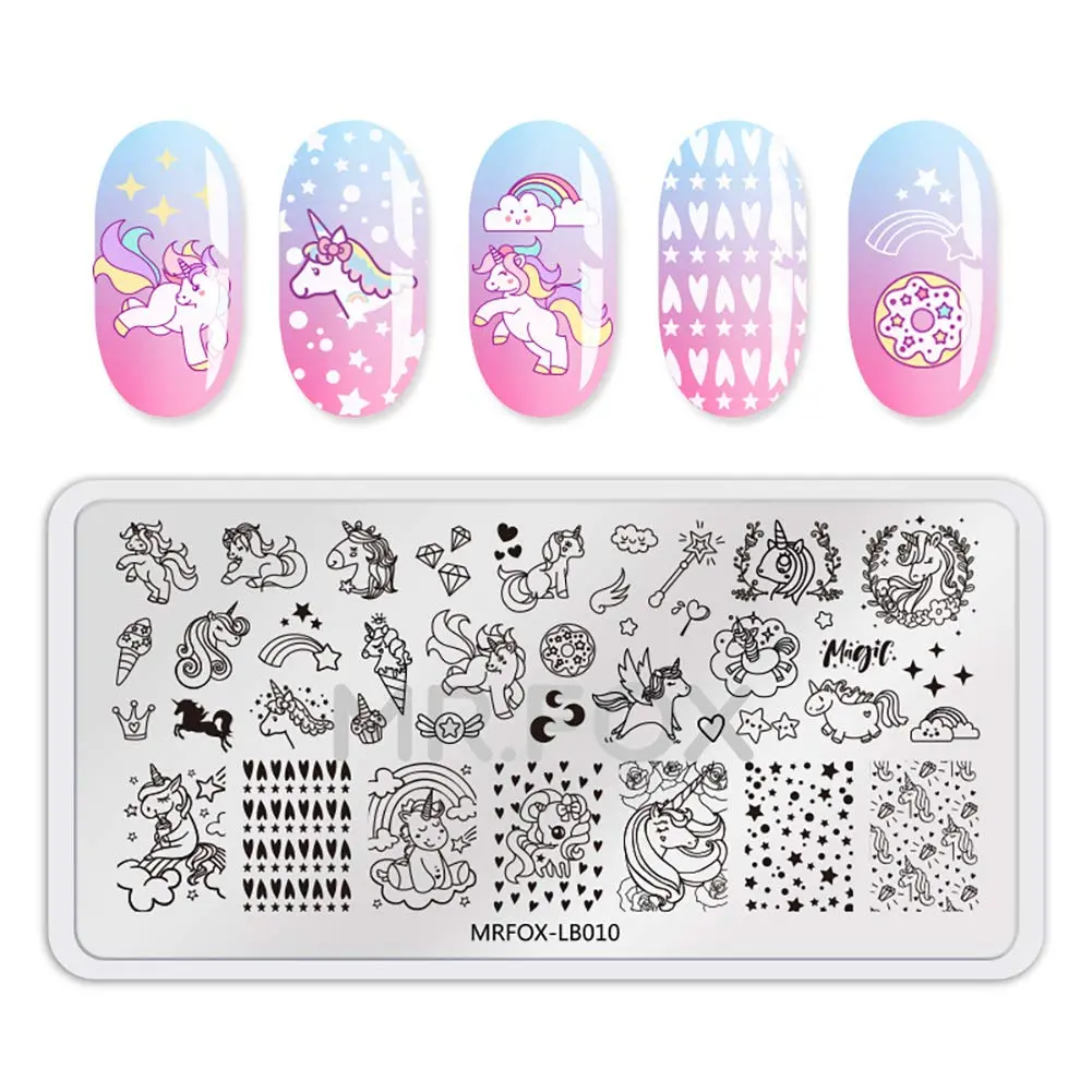 MR.FOX 5 pcs Nail Printing Board Set with Cat, Unicorn & Puppy Patterns | Reusable Stainless Steel Templates for DIY Nail Art - view 6