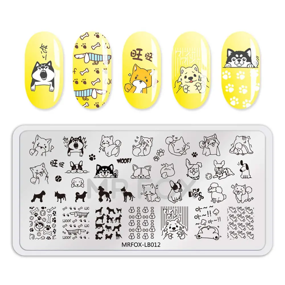 MR.FOX 5 pcs Nail Printing Board Set with Cat, Unicorn & Puppy Patterns | Reusable Stainless Steel Templates for DIY Nail Art - view 3