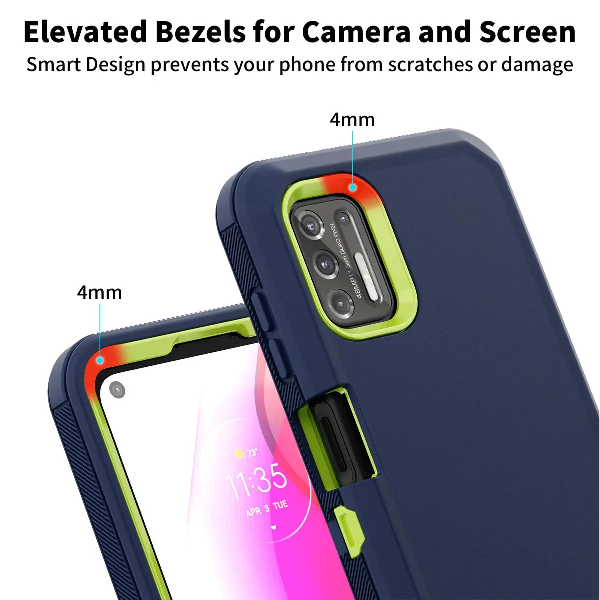 Jiunai Moto G Stylus 2021 Case 3-Piece Set | Heavy Duty Shockproof Blue - view 5