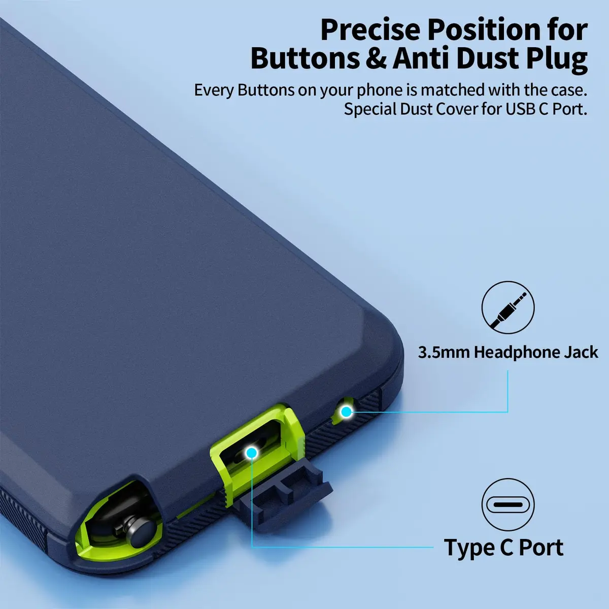 Jiunai Moto G Stylus 2021 Case 3-Piece Set | Heavy Duty Shockproof Blue - view 4