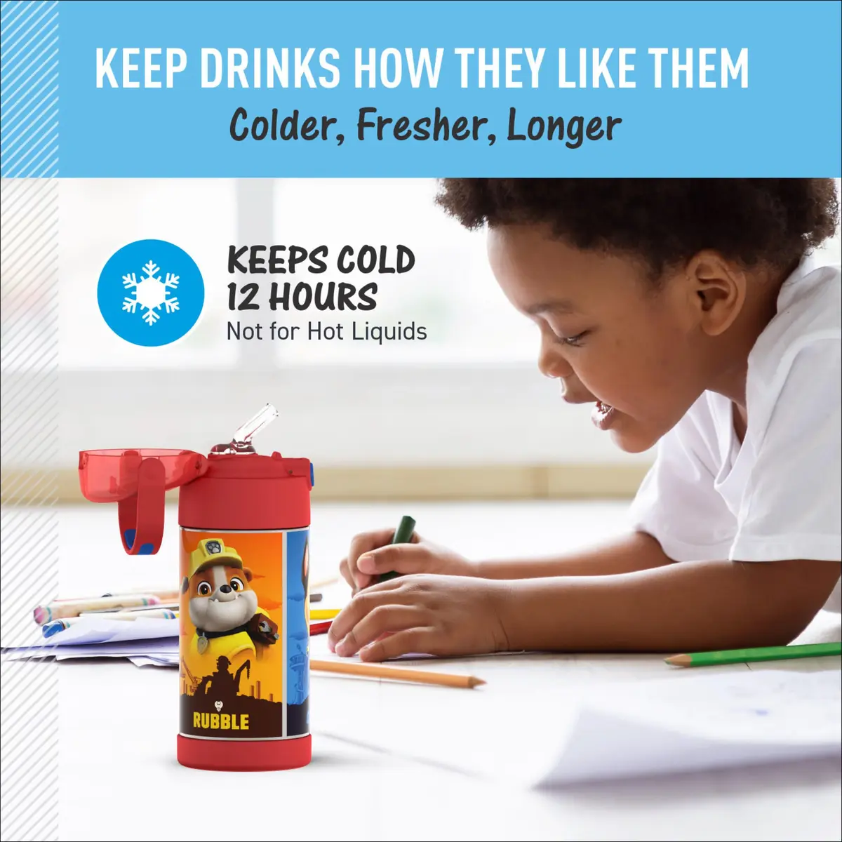 THERMOS FUNTAINER Water Bottle with Straw, 12oz | Keeps Drinks Cold 12 Hours, Kid-Friendly Design - view 5