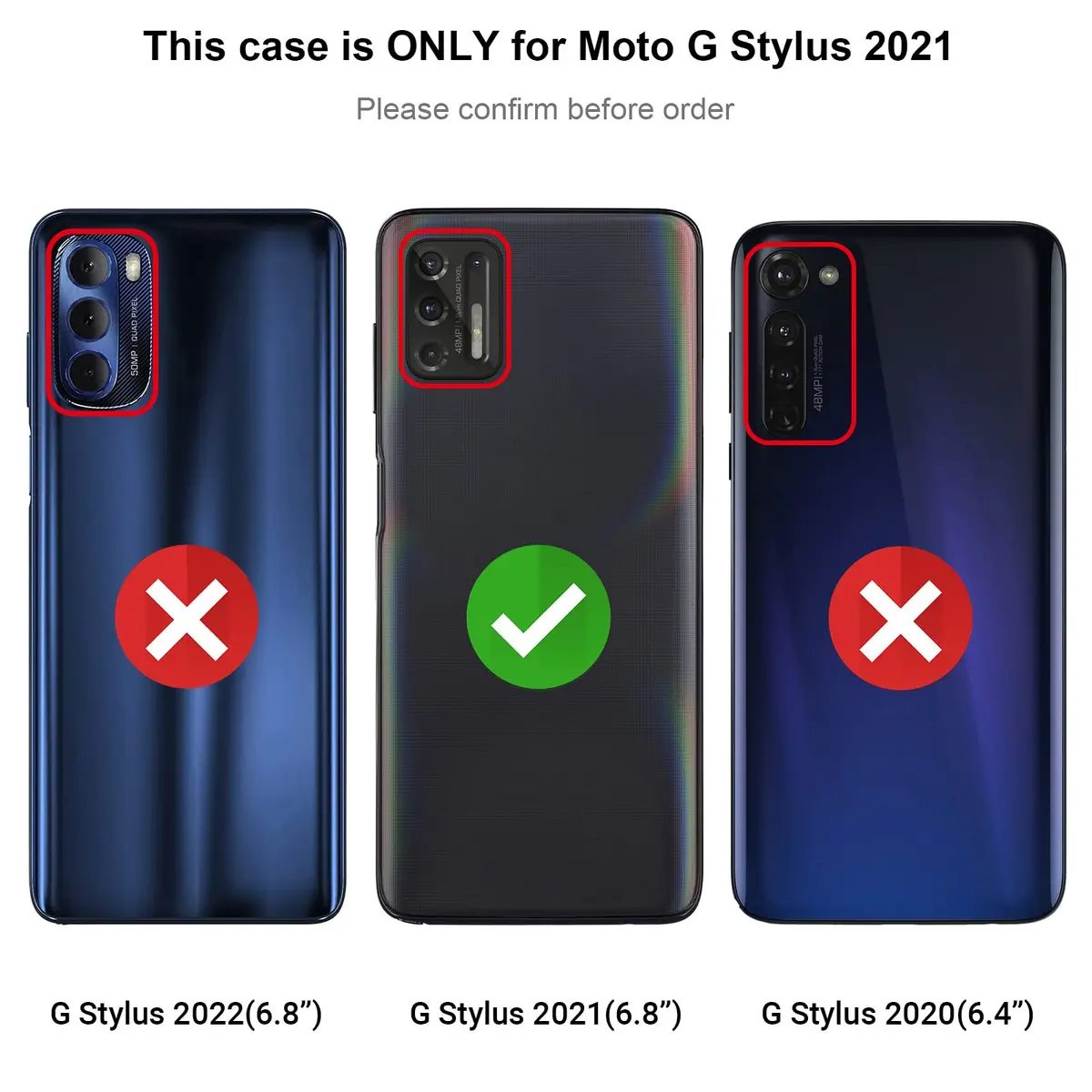 Jiunai Heavy Duty Shockproof Case for Moto G Stylus 2021 | Red, 3-Piece Armor Hybrid with Dust Plug - view 7