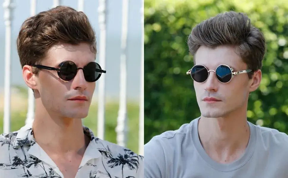 Dollger Vintage Steampunk Round Sunglasses 2 Pairs Pack | UV400 Protection for Men & Women - view 6