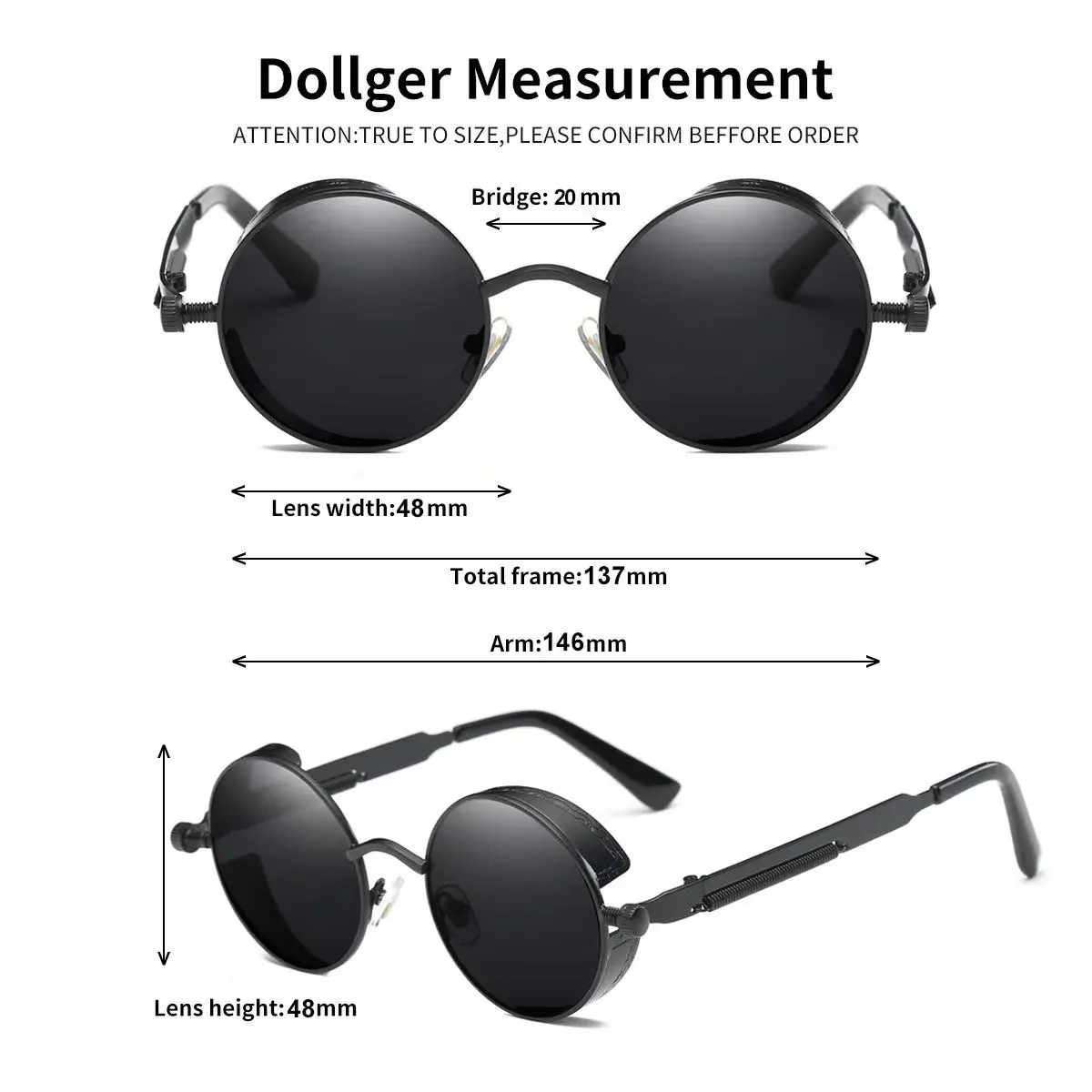 Dollger Vintage Steampunk Round Sunglasses 2 Pairs Pack | UV400 Protection for Men & Women - view 2