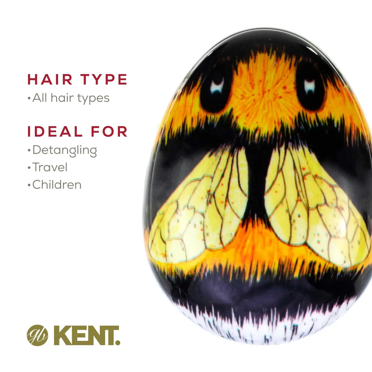 KENT PBEE Bumblebee Pebble Scalp Massager Shampoo Shower Brush Travel Size Detangler for Kids & Adults - view 6