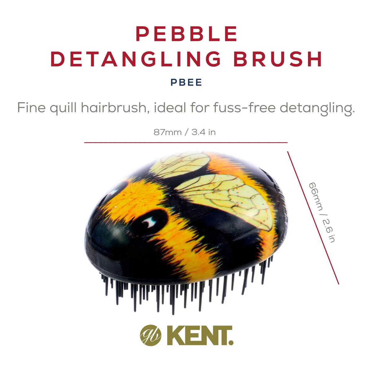 KENT PBEE Bumblebee Pebble Scalp Massager Shampoo Shower Brush Travel Size Detangler for Kids & Adults - view 2
