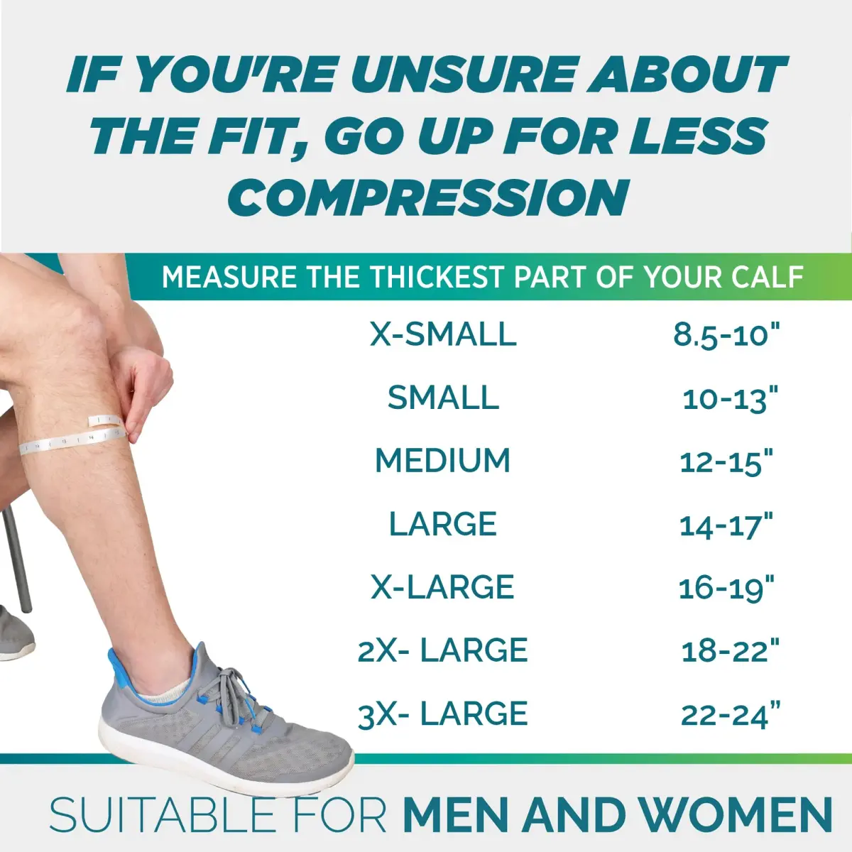Run Forever Calf Compression Sleeve XX-Large Black | 20-30mmHg Graduated Compression for Pain Relief & Recovery - view 2